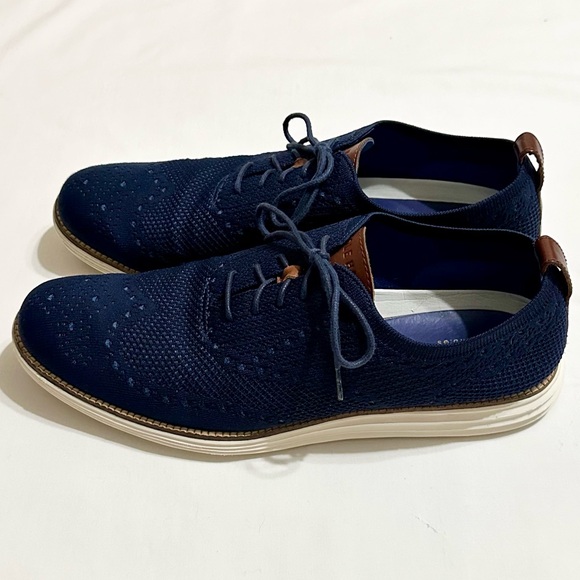 Cole Haan Original Grand OS Navy Blue/Ivory Stitchlite Wingtip Oxfords - 13M - Picture 6 of 17